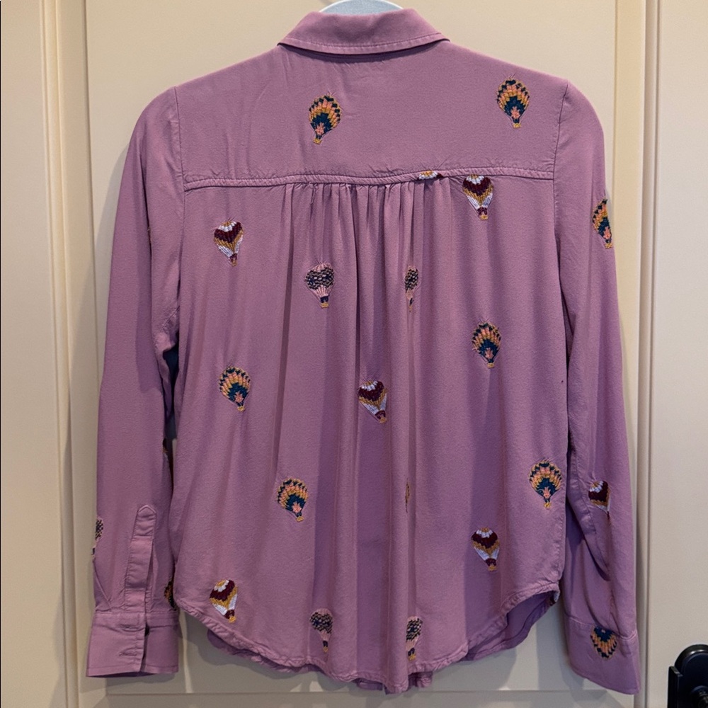 Anthropologie Mauve Hot Air Balloon Button Down Blouse - Picture 3 of 7